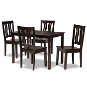 Baxton Studio Zamira Modern and Contemporary Transitional Dark Brown Finished Wood 5-Piece Dining Set